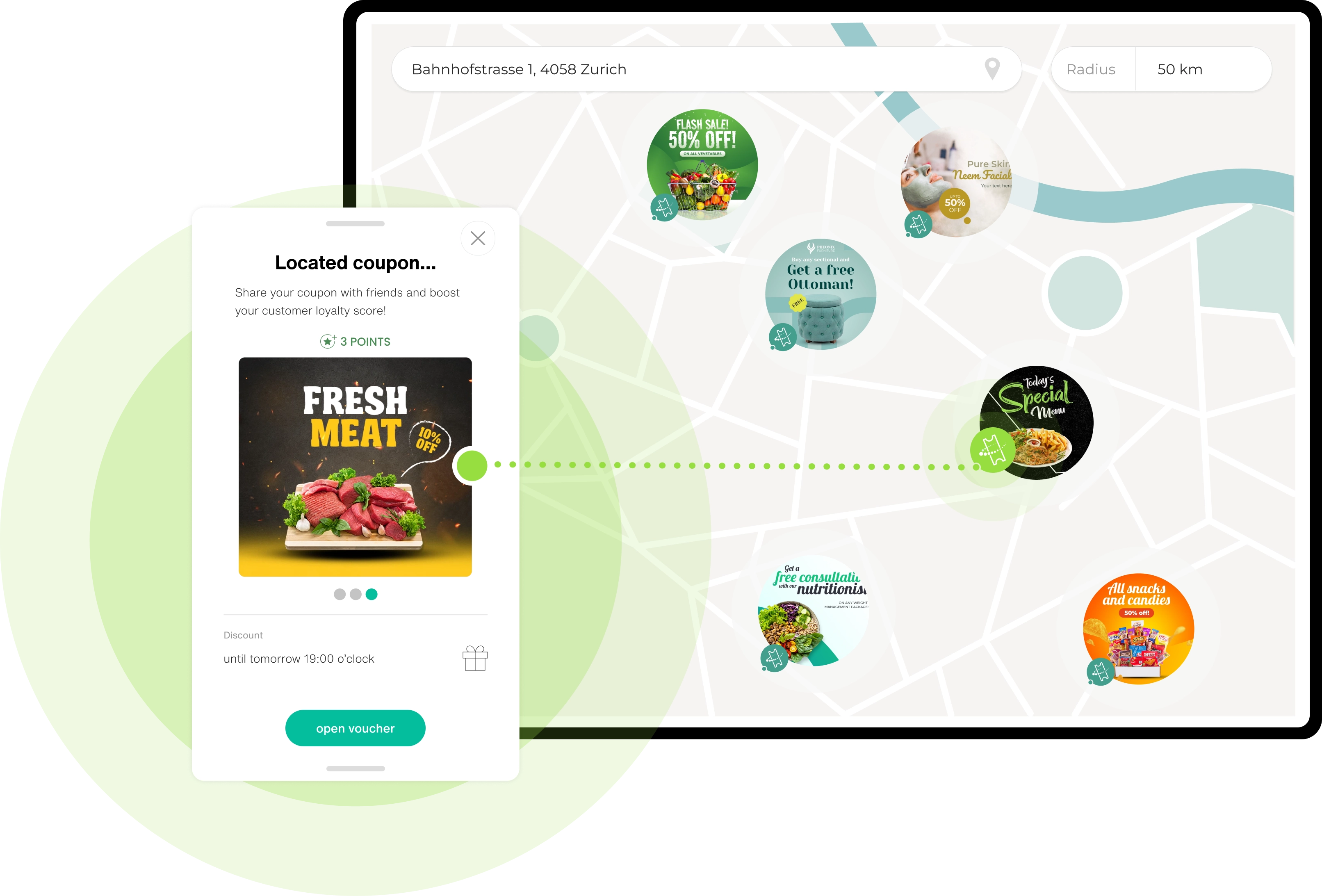 Proximity Reward Unlock proximity rewards that bring you exciting offers as you shop at your favorite local stores.